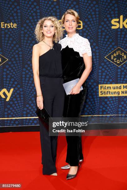 German presenter Aline von Drateln and German presenter Jessy Wellmer attend the 'Babylon Berlin' Premiere at Berlin Ensemble on September 28, 2017...