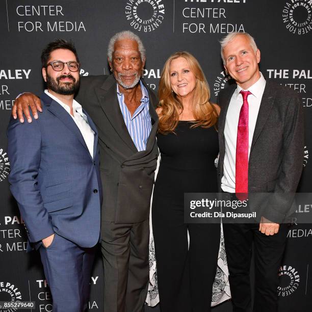 National Geographic Channel president of Original Programming & Production Tim Pastore, host/executive producer Morgan Freeman, executive producer...