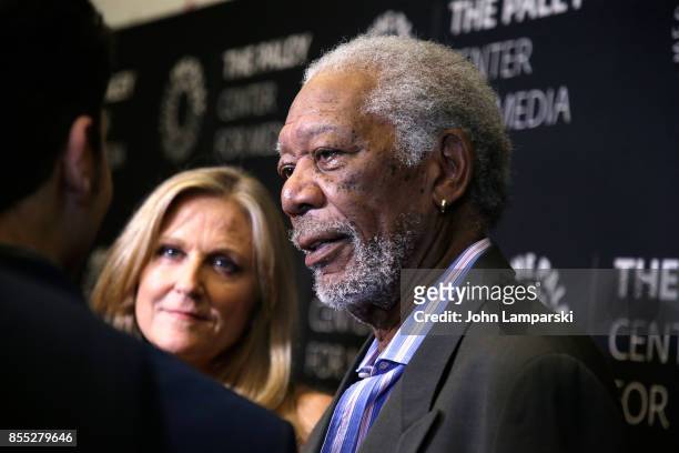 Executive producers, Morgan Freeman and Lori McCreary a attend The Paley Center presents "The Story Of Us" with Morgan Freeman" at The Paley Center...