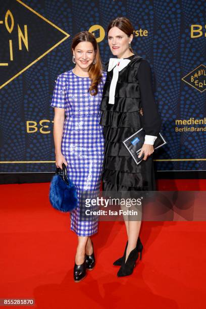 German actress Hannah Herzsprung and German actress Fritzi Haberlandt attend the 'Babylon Berlin' Premiere at Berlin Ensemble on September 28, 2017...