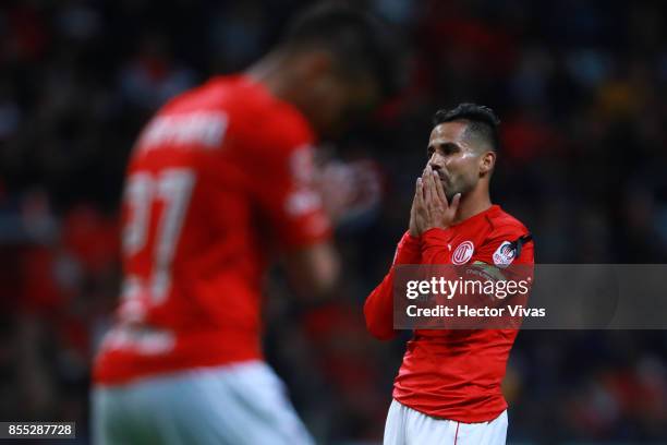 Rodrigo Lopez of Toluca reacts during the 11th round match between Toluca and Pumas UNAM as part of the Torneo Apertura 2017 Liga MX at Nemesio Diez...