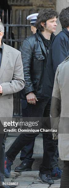 French Singer Bertrand Cantat attends Singer Alain Bashung's Funeral at the Saint-Germain-des-Pres church on March 20, 2009 in Paris, France.
