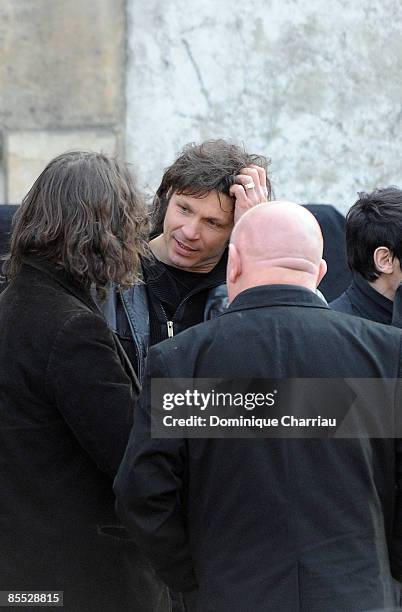 French Singer Bertrand Cantat attends Singer Alain Bashung's Funeral at the Saint-Germain-des-Pres church on March 20, 2009 in Paris, France.