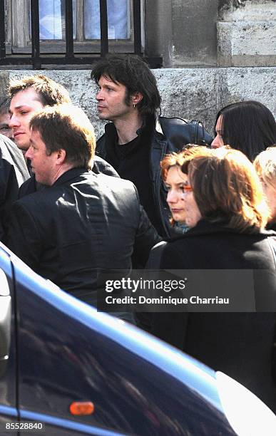 French Singer Bertrand Cantat attends Singer Alain Bashung's Funeral at the Saint-Germain-des-Pres church on March 20, 2009 in Paris, France.