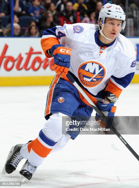 Mikhail Grabovski of the New York Islanders plays in a game against the Edmonton Oilers at Rexall Place on January 4, 2015 in Edmonton, Alberta,...