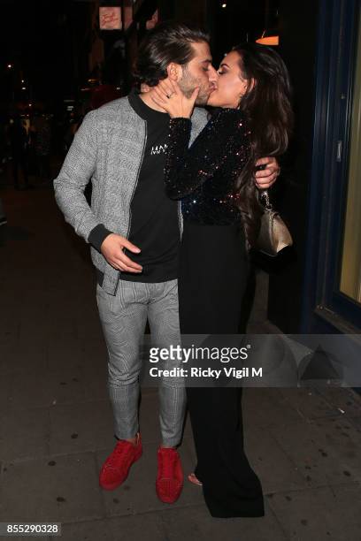 Kem Cetinay and Amber Davis seen attending Amber Davies x Motel Rocks - collection launch party at Tonight Josephine on September 28, 2017 in London,...