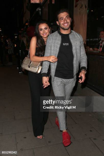 Kem Cetinay and Amber Davis seen attending Amber Davies x Motel Rocks - collection launch party at Tonight Josephine on September 28, 2017 in London,...
