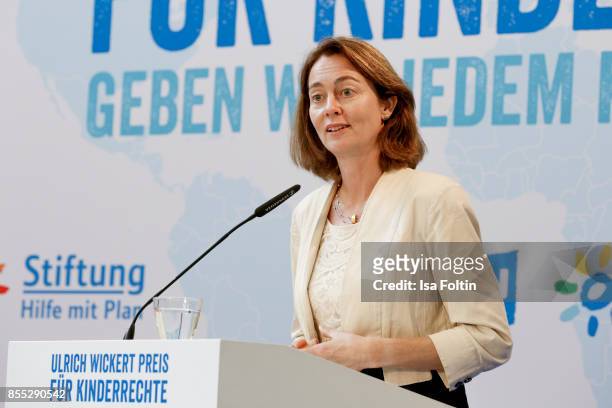 German politician Katarina Barley during the Ulrich Wickert Award For Children's Rights at Stadtbad Oderberger on September 28, 2017 in Berlin,...