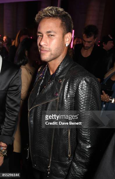 Neymar attends the launch of the new L'Oreal Paris X Balmain Paris lipstick collection at L'Ecole de Medecine on September 28, 2017 in Paris, France.