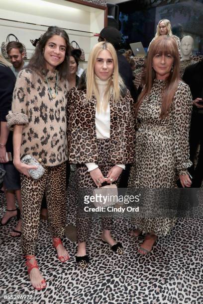 Leandra Medine, Zosia Mamet and Deborah Lloyd attend the Leopard Leopard Leopard Pop-Up Shop hosted by Kate Spade New York & Man Repeller on...