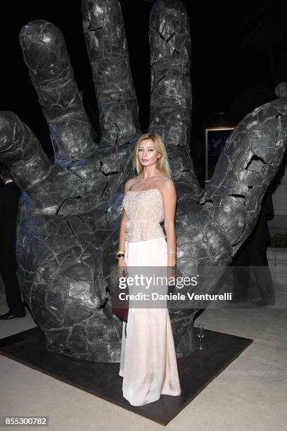 Anna Vergelskaya attends the cocktail for the inaugural "Monte-Carlo Gala for the Global Ocean" honoring Leonardo DiCaprio at the Monaco Garnier...