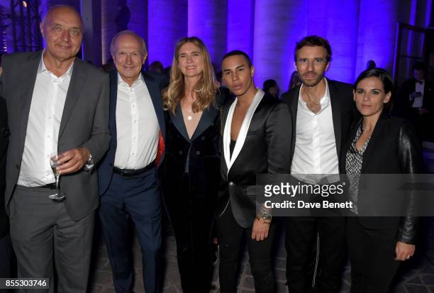 Jean-Paul Agon, Sophie Agon, Olivier Rousteing, Pierre Emmanuel Angeloglou and guests attends the launch of the new L'Oreal Paris X Balmain Paris...