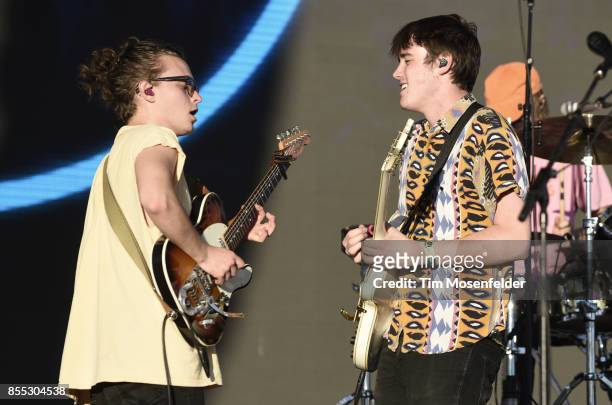 Nathan Stocker and Jake Luppen of Hippo Campus perform during the 2017 Life is Beautiful Festival on September 24, 2017 in Las Vegas, Nevada.