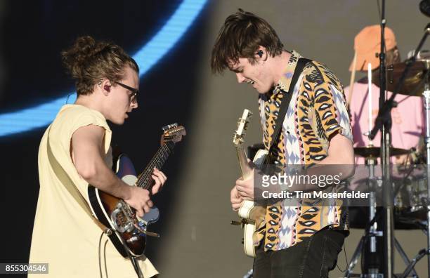 Nathan Stocker and Jake Luppen of Hippo Campus perform during the 2017 Life is Beautiful Festival on September 24, 2017 in Las Vegas, Nevada.
