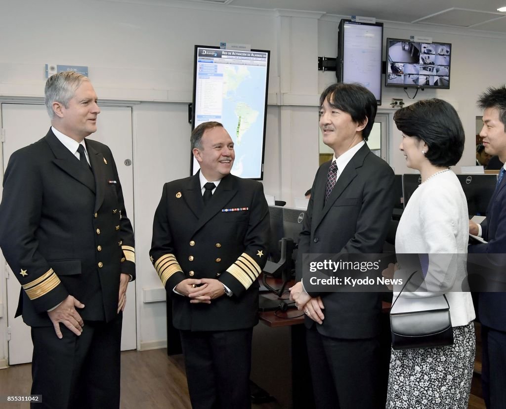 Prince Akishino, Princess Kiko visit navy facility in Chile