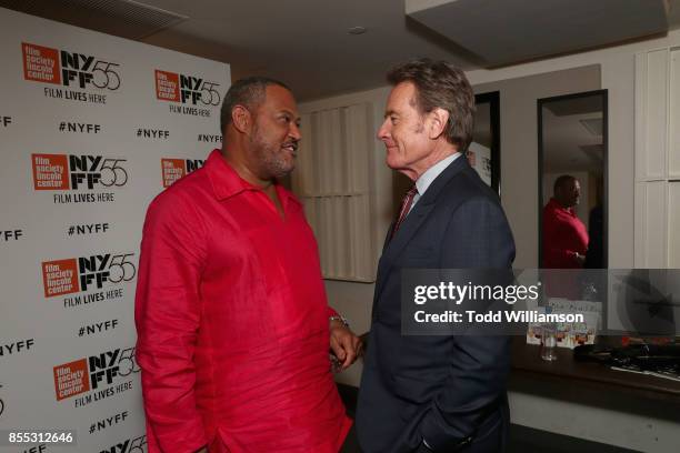 Actors Laurence Fishburne and Bryan Cranston attend the Last Flag Flying NYFF World Premiere on September 28, 2017 at Alice Tully Hall in New York...