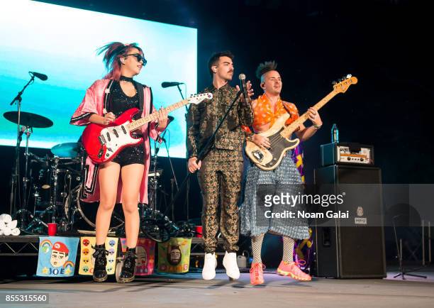 JinJoo Lee, Joe Jonas and Cole Whittle of DNCE performs during Capital One Concert Takeover featuring DNCE, B.O.B, QuestLove and DJ Moma at Central...