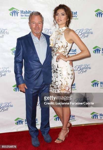John Savage and Blanca Blanco attend the 2017 Los Angeles Builders Ball at The Beverly Hilton Hotel on September 28, 2017 in Beverly Hills,...