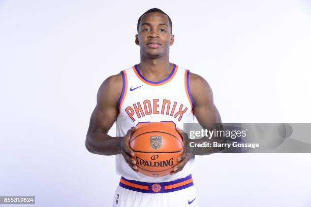 Elijah Millsap of the Phoenix Suns poses for a portrait at the Talking Stick Resort Arena in Phoenix, Arizona. NOTE TO USER: User expressly...