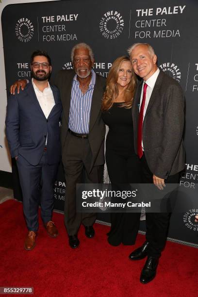 National Geographic Channel president of Original Programming & Production Tim Pastore, host/executive producer Morgan Freeman, executive producer...