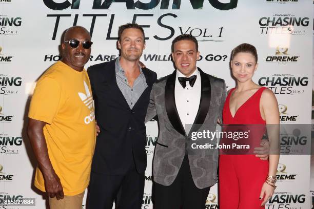 Clifton Powell, Brian Austin Green, Ryan Egypt and Erica Eynon arrive at the Chasing Titles Vol. 1 West Palm Beach Premiere on September 28, 2017 in...