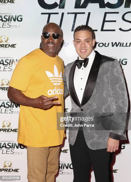 Clifton Powell and Ryan Egypt arrive at the Chasing Titles Vol. 1 West Palm Beach Premiere on September 28, 2017 in West Palm Beach, Florida.