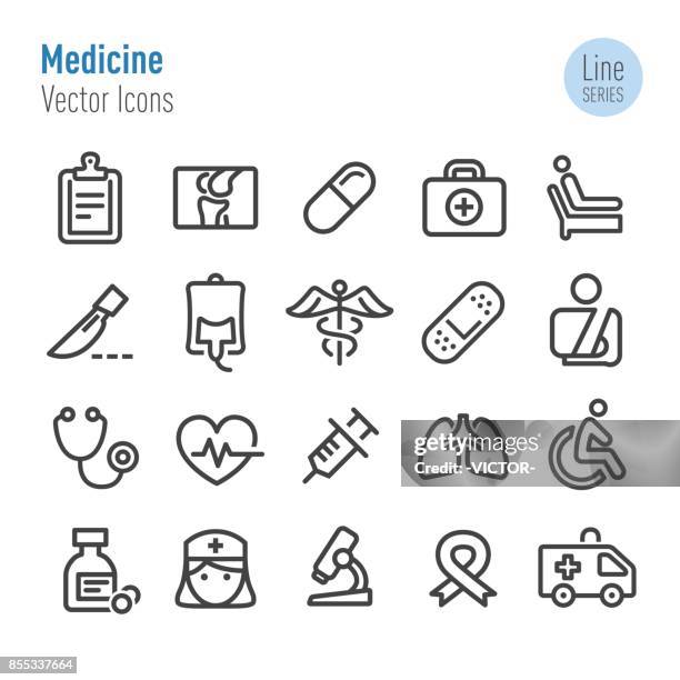 medicine icons - vector line series - bandage stock illustrations