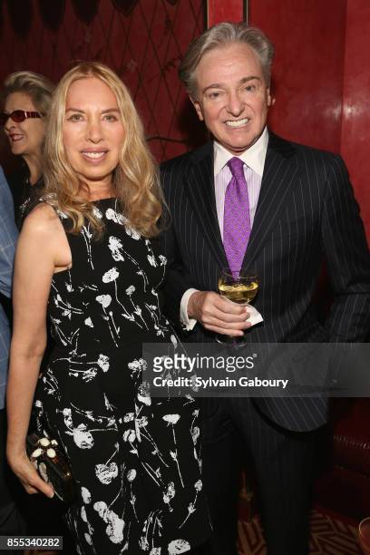 Lauren Lawrence and Geoffrey Bradfield attend David Patrick Columbia and Chris Meigher Toast The Quest 400 at Doubles on September 28, 2017 in New...