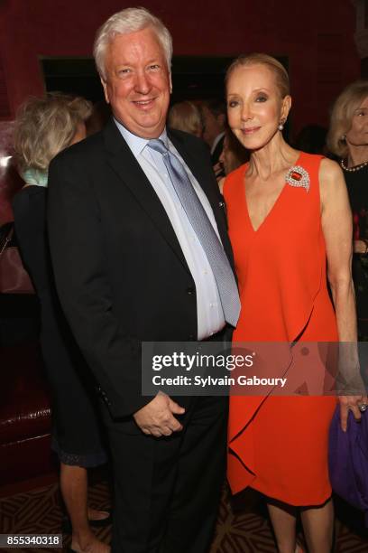 Stephanie Krieger and Ryan Stewart attend David Patrick Columbia and Chris Meigher Toast The Quest 400 at Doubles on September 28, 2017 in New York...