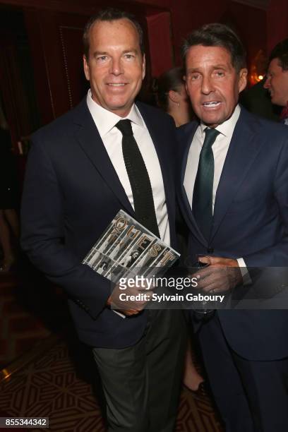 Scott Currie and Chris Meigher attend David Patrick Columbia and Chris Meigher Toast The Quest 400 at Doubles on September 28, 2017 in New York City.