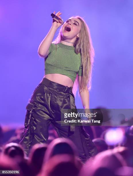 Sabrina Carpenter performs at WE Day on day 6 of the Invictus Games Toronto 2017 at the Air Canada Arena on September 28, 2017 in Toronto, Canada....