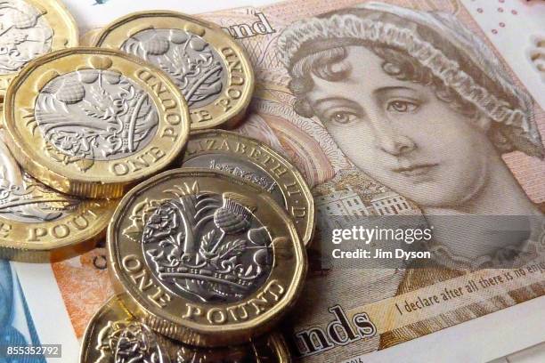 Photo illustration of the new British ten pound note, featuring a portrait of Jane Austen, on September 27, 2017 in London, England. A polymer £20...