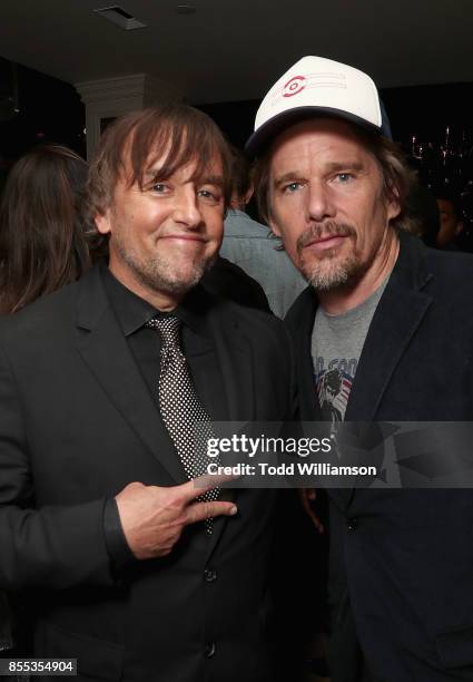 Director Richard Linklater and actor Ethan Hawke attend the Last Flag Flying NYFF World Premiere on September 28, 2017 at Alice Tully Hall in New...