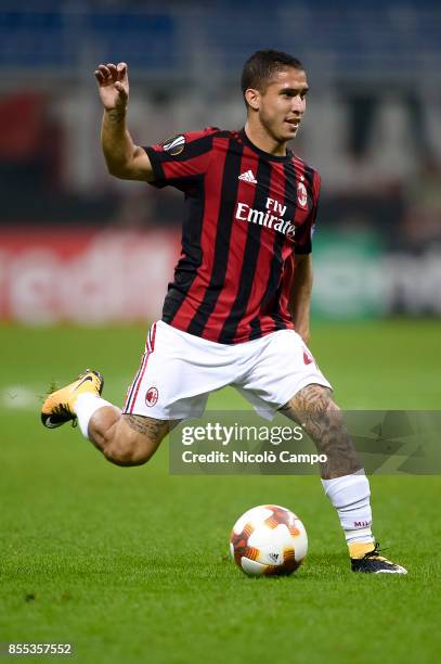 Jose Mauri of AC Milan in action during the UEFA Europa League Group D match between AC Milan and HNK Rijeka. AC Milan wins 3-2 over HNK Rijeka.