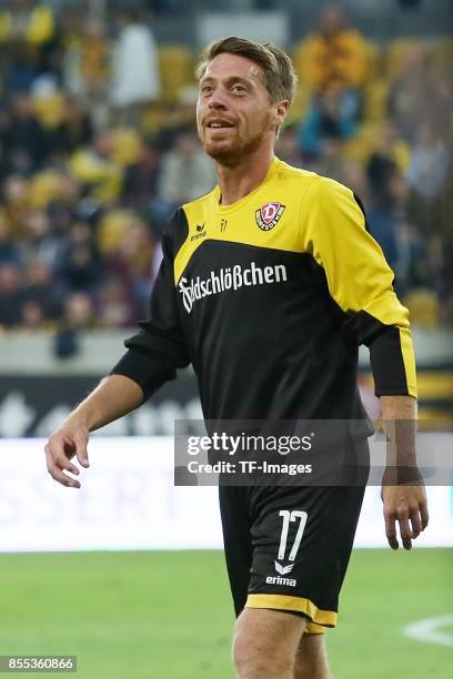 Andreas Lambertz of Dresden looks on during the Second Bundesliga match between Dynamo Dresden and SpVgg Greuther Fuerth at DDV-Stadion on September...