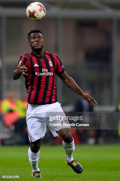 Franck Kessie of AC Milan in action during the UEFA Europa League Group D match between AC Milan and HNK Rijeka. AC Milan wins 3-2 over HNK Rijeka.