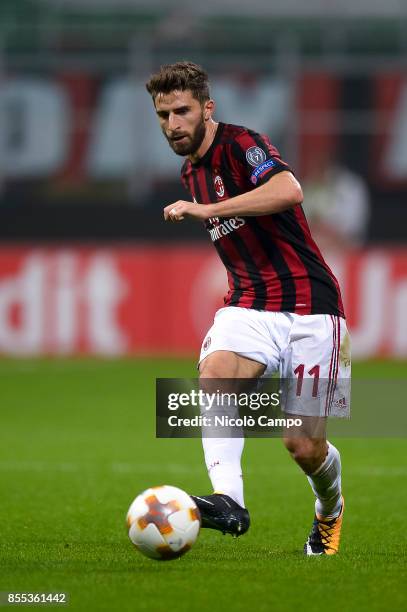 Fabio Borini of AC Milan in action during the UEFA Europa League Group D match between AC Milan and HNK Rijeka. AC Milan wins 3-2 over HNK Rijeka.