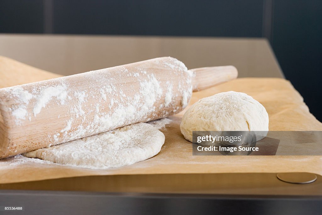 Rolling pin and dough