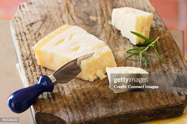 parmesan and a cheese knife - parmesan imagens e fotografias de stock