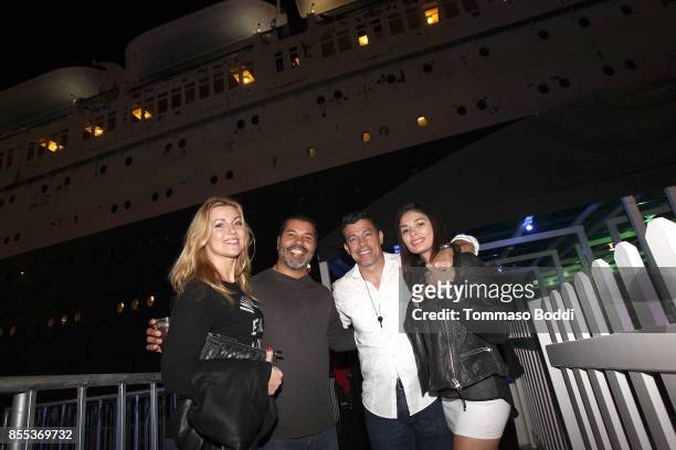 Christiana Leucas, Al Coronel, Sal Velez Jr. And guest attend the Queen Mary's Dark Harbor Media & VIP Preview Event on September 28, 2017 in Long...