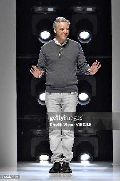 Fashion designer Olivier Lapidus walks the runway during the Lanvin Ready to Wear Spring/Summer 2018 fashion show as part of the Paris Fashion Week...