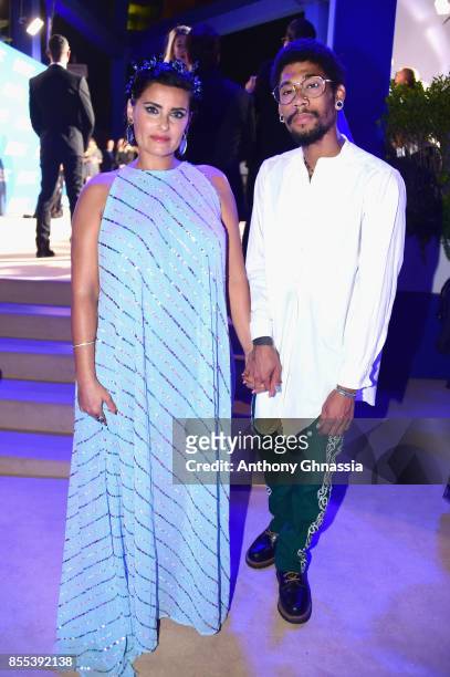 Nelly Furtado and Gerard Long II attend the cocktail for the inaugural "Monte-Carlo Gala for the Global Ocean" honoring Leonardo DiCaprio at the...