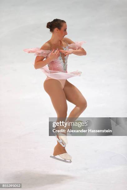 Nathalie Weinzierl of Germany performs at the Ladies short program during the 49. Nebelhorn Trophy 2017 at Eishalle Oberstdorf on September 29, 2017...