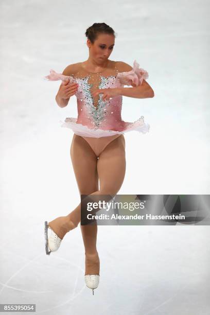 Nathalie Weinzierl of Germany performs at the Ladies short program during the 49. Nebelhorn Trophy 2017 at Eishalle Oberstdorf on September 29, 2017...