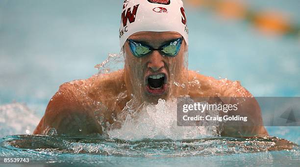 Stephen Parkes, , competes in the Mens 200M 1.M. Heats during day five heats of the 2009 Australian Swimming Championships at the Sydney Olympic Park...