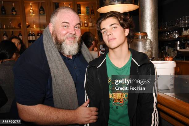 Le Grand Seigneur Editor in chief Olivier Malnuit and his son attend the "Apero Gouter" Cocktail Hosted by Le Grand Seigneur Magazine at Bistrot...