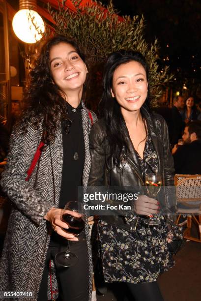 Emilie Payet and Malika Lambert attend the "Apero Gouter" Cocktail Hosted by Le Grand Seigneur Magazine at Bistrot Marguerite on September 28, 2017...