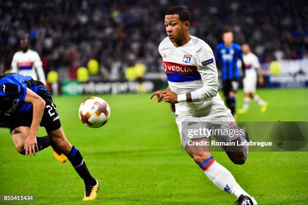 Memphis Depay of Lyon during the Uefa Europa League match between Lyon and Atalante Bergame on September 28, 2017 in Lyon, France.