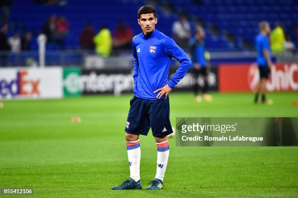 Houssem Aouar of Lyon during the Uefa Europa League match between Lyon and Atalante Bergame on September 28, 2017 in Lyon, France.
