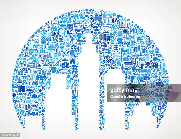 cityscape buildings construction industry vector icon pattern - construction worker tablet stock illustrations